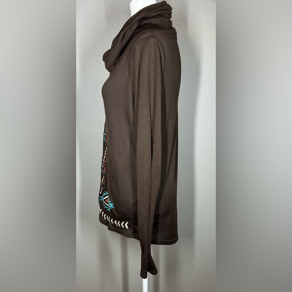 Womens Roper Brown Cowl Neck Tribal Embroidered Western Cowgirl Sweater Sz Sm - Picture 5 of 11